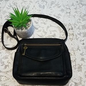 Fossil Genuine Black Leather Organizer Bag Key